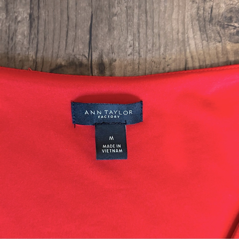 Ann Taylor Red Wrap Top Wide Leg Jumpsuit Romper - Picture 7 of 10